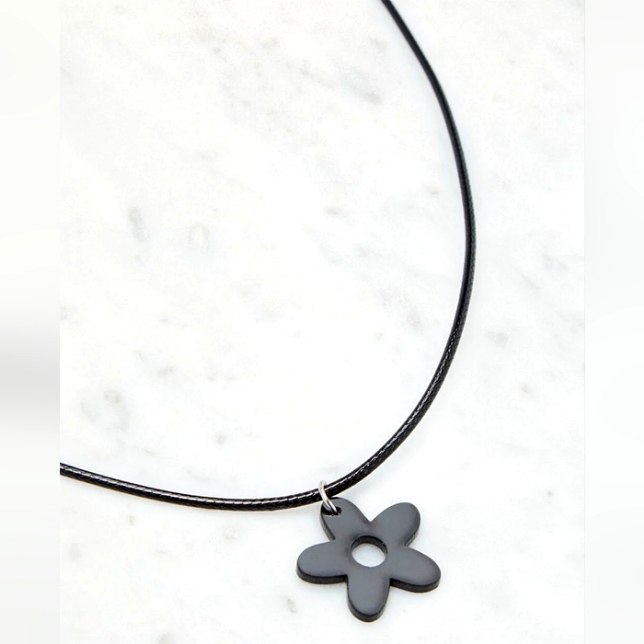 Flower Cord Necklace By La Hearts, Onesize, Black.